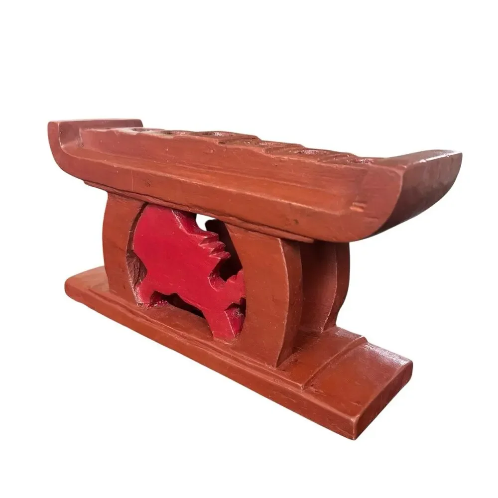 Kwanzaa Kinara Solid Wood Handmade Handcrafted in Ghana Brown Africa US Carving - Picture 6 of 8